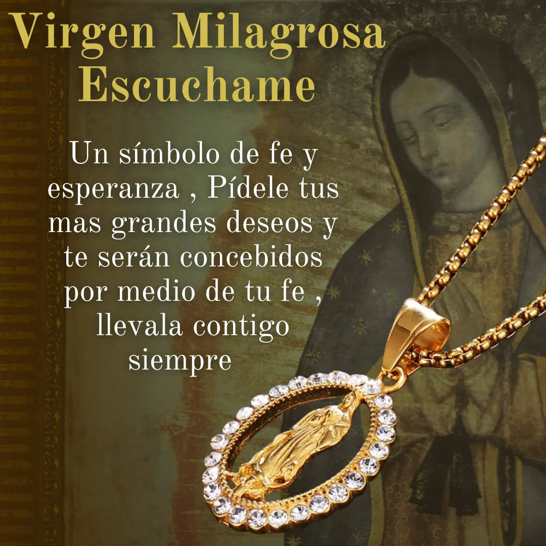 Collar Virgen de Guadalupe  Baño de oro 18K