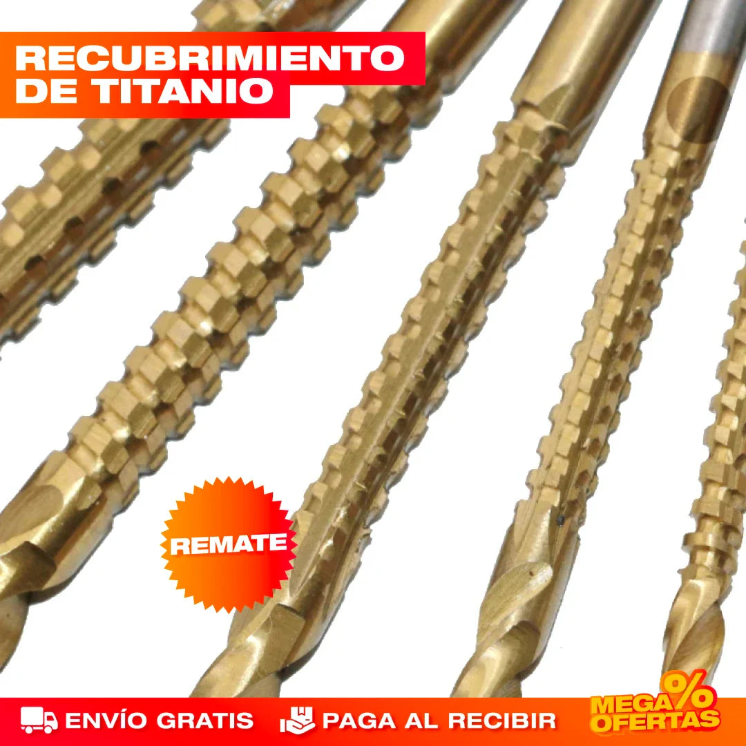 SET X 6 BROCAS DE TITANIO MULTIFUNCIÓN