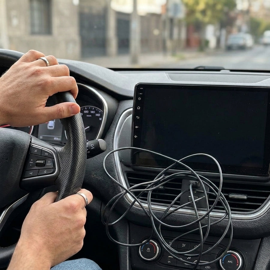 Antes: cable enredado en el tablero