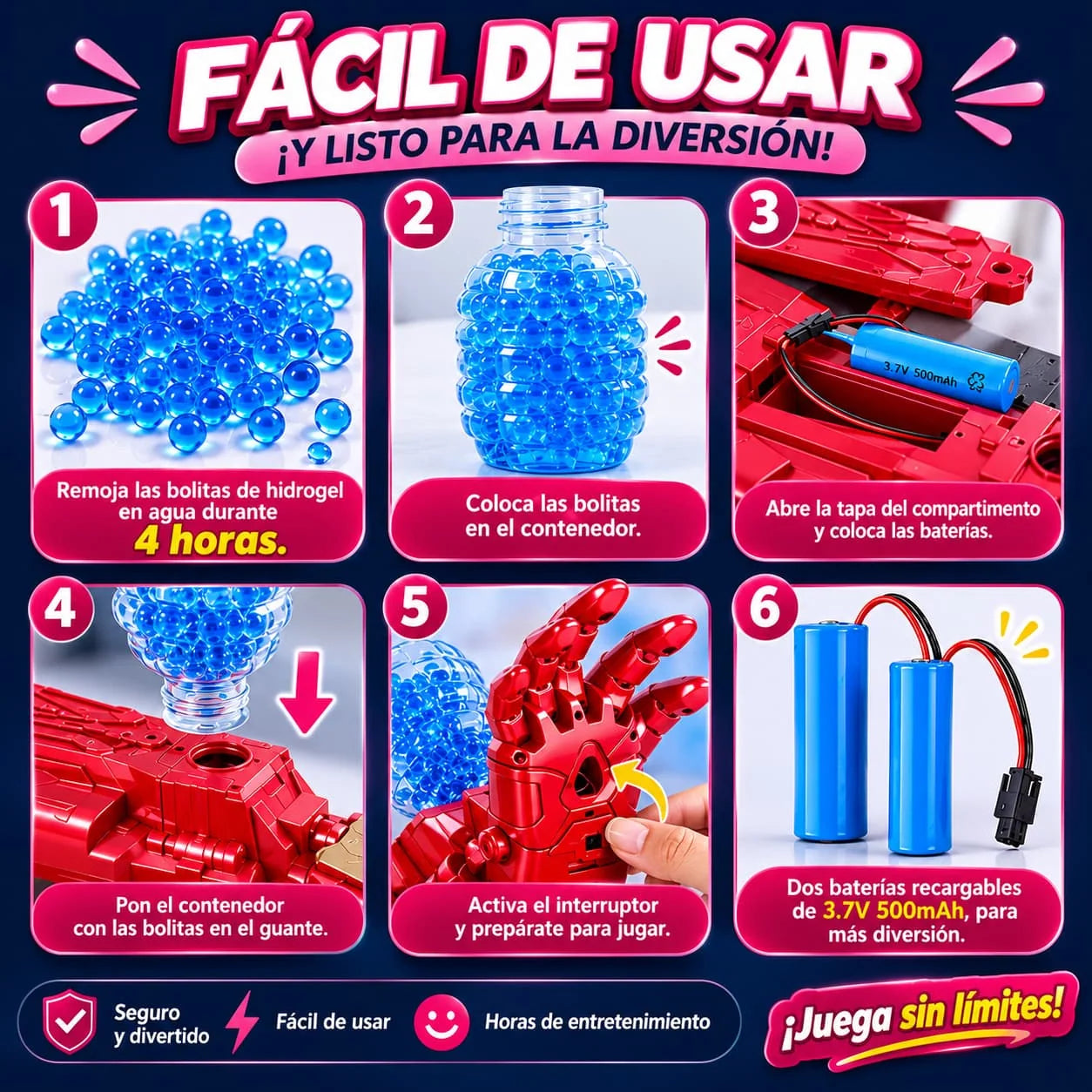 Guía fácil para usar el guante lanzador de hidrogel paso a paso